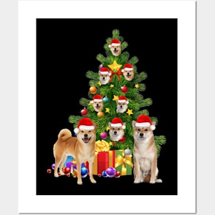 Shiba Inu dog Christmas Tree T-Shirt Posters and Art